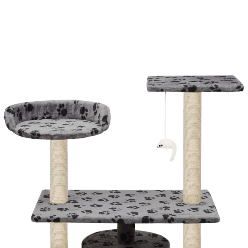 8718475598206_g_en_hd_3 vidaXL Cat Tree with Sisal Scratching Posts 95 cm Grey Paw Prints - Image 5