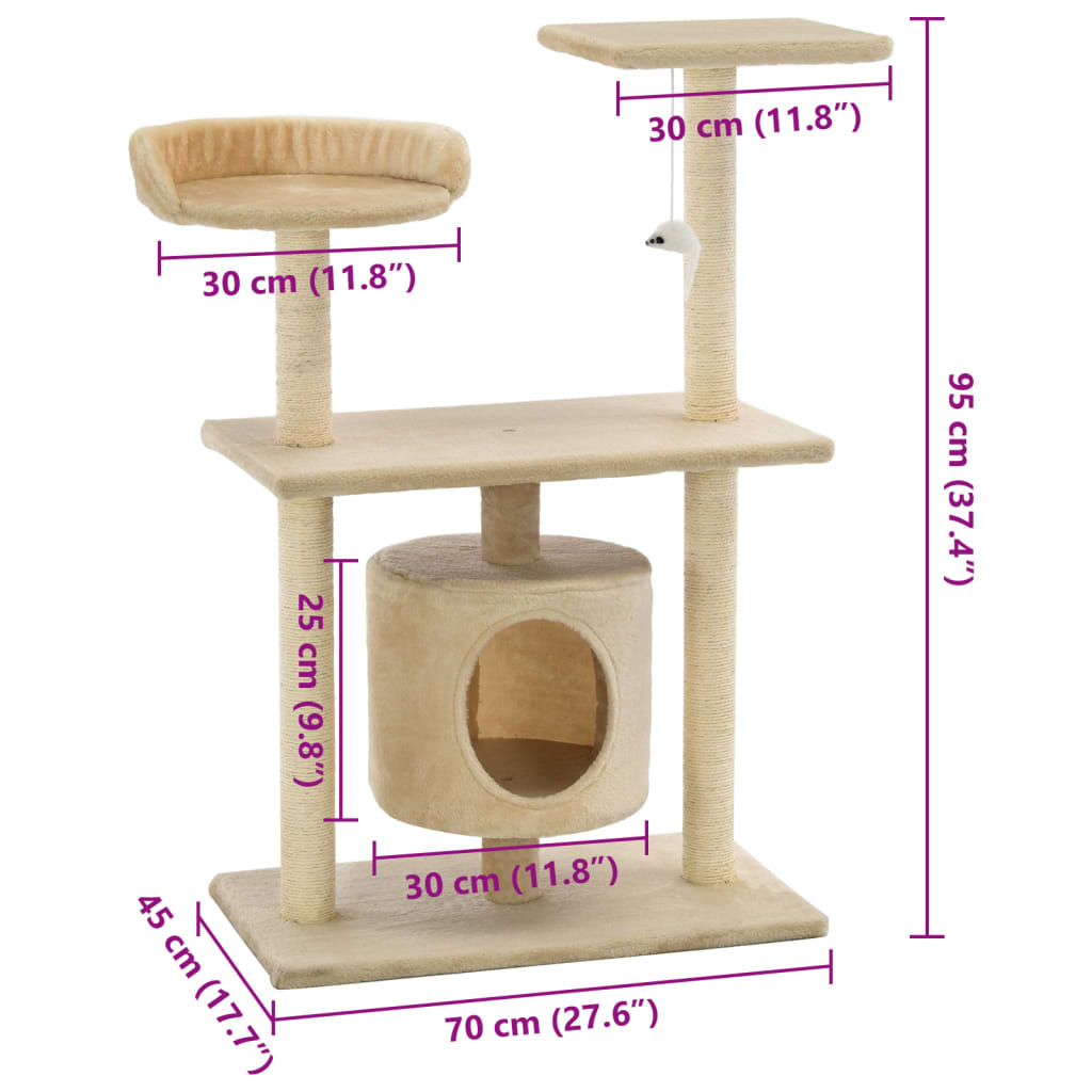 8718475598213_g_en_hd_6 vidaXL Cat Tree with Sisal Scratching Posts 95 cm Beige - Image 8
