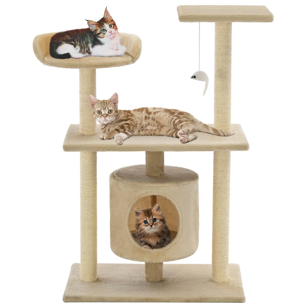 8718475598213_m_en_hd_1 vidaXL Cat Tree with Sisal Scratching Posts 95 cm Beige - Image 1