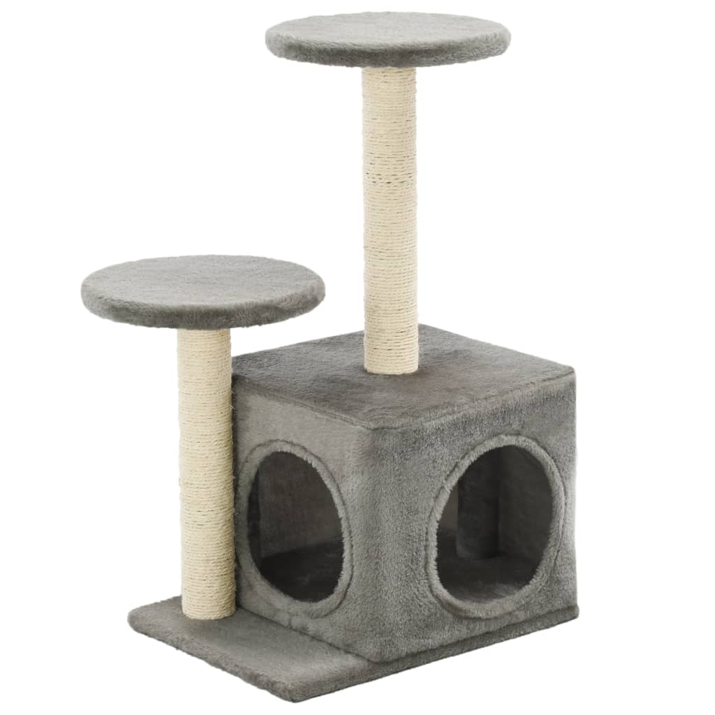 8718475598244_a_en_hd_1 vidaXL Cat Tree with Sisal Scratching Posts 60 cm Grey - Image 2