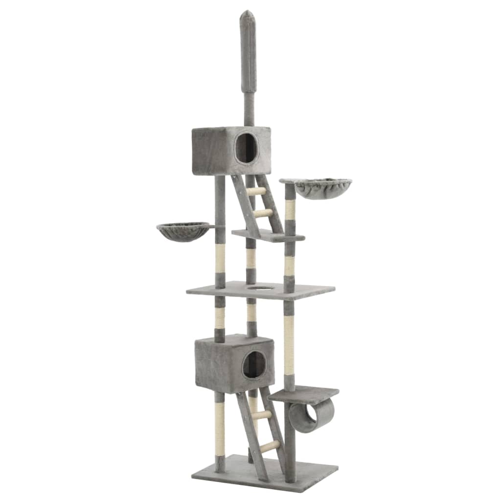 8718475598299_a_en_hd_1 vidaXL Cat Tree with Sisal Scratching Posts 230-260 cm Grey - Image 2