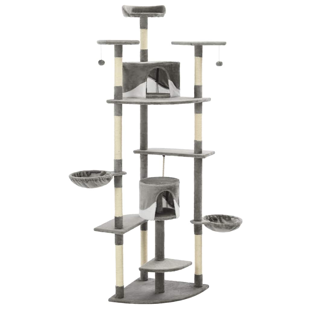 8718475598367_g_en_hd_1 vidaXL Cat Tree with Sisal Scratching Posts 203 cm Grey and White - Image 3