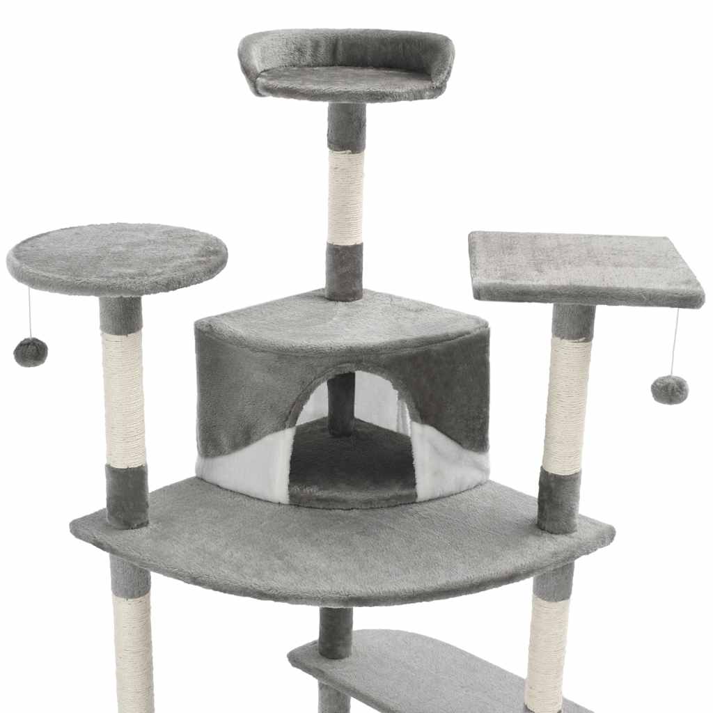 8718475598367_g_en_hd_2 vidaXL Cat Tree with Sisal Scratching Posts 203 cm Grey and White - Image 4