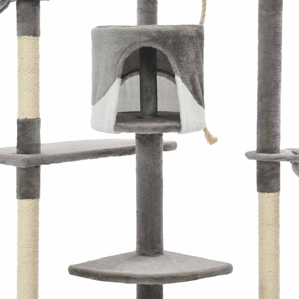 8718475598367_g_en_hd_3 vidaXL Cat Tree with Sisal Scratching Posts 203 cm Grey and White - Image 5