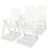 vidaXL Reclining Garden Chairs 4 pcs Plastic White