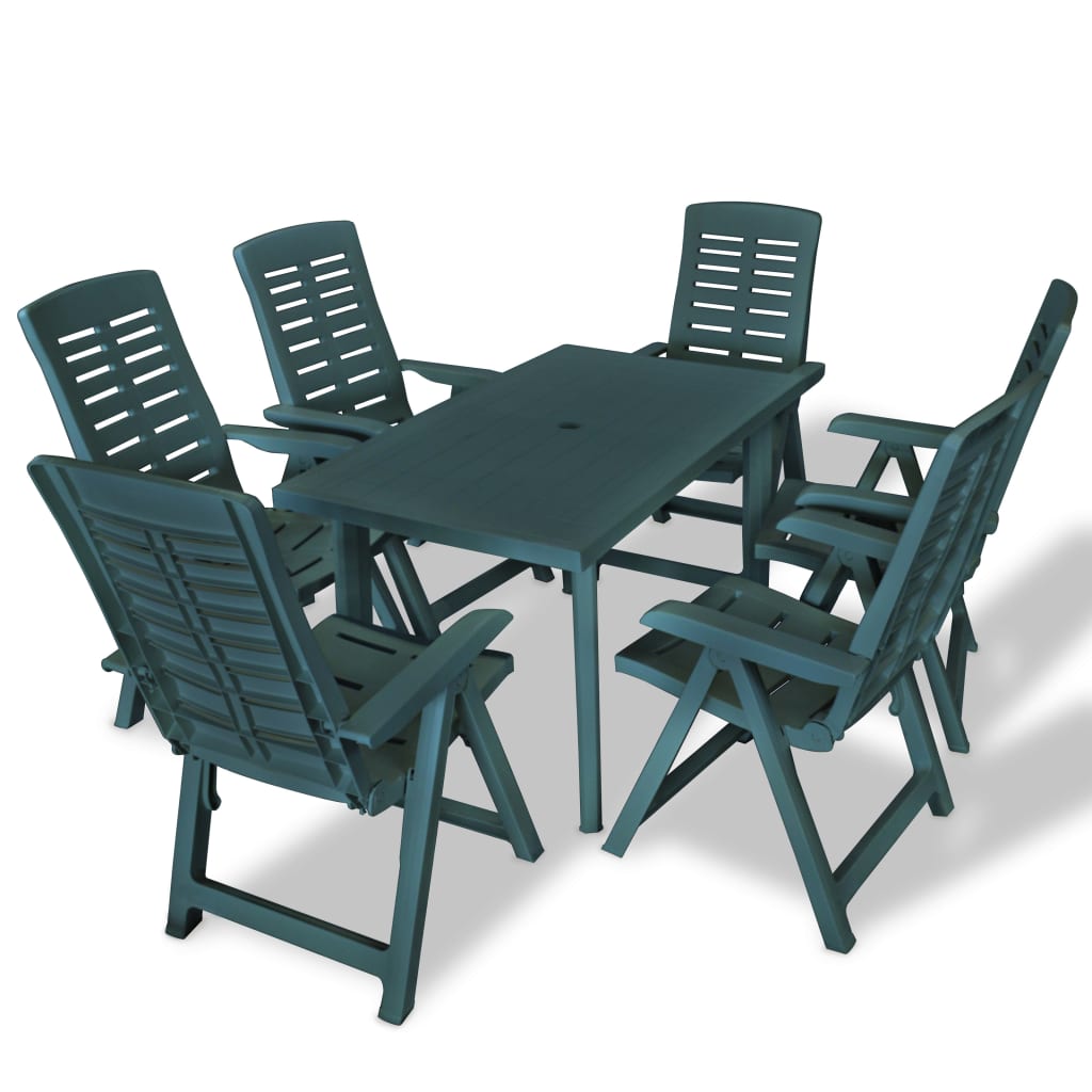 8718475599289_a_en_hd_1 vidaXL 7 Piece Outdoor Dining Set Plastic Green - Image 1