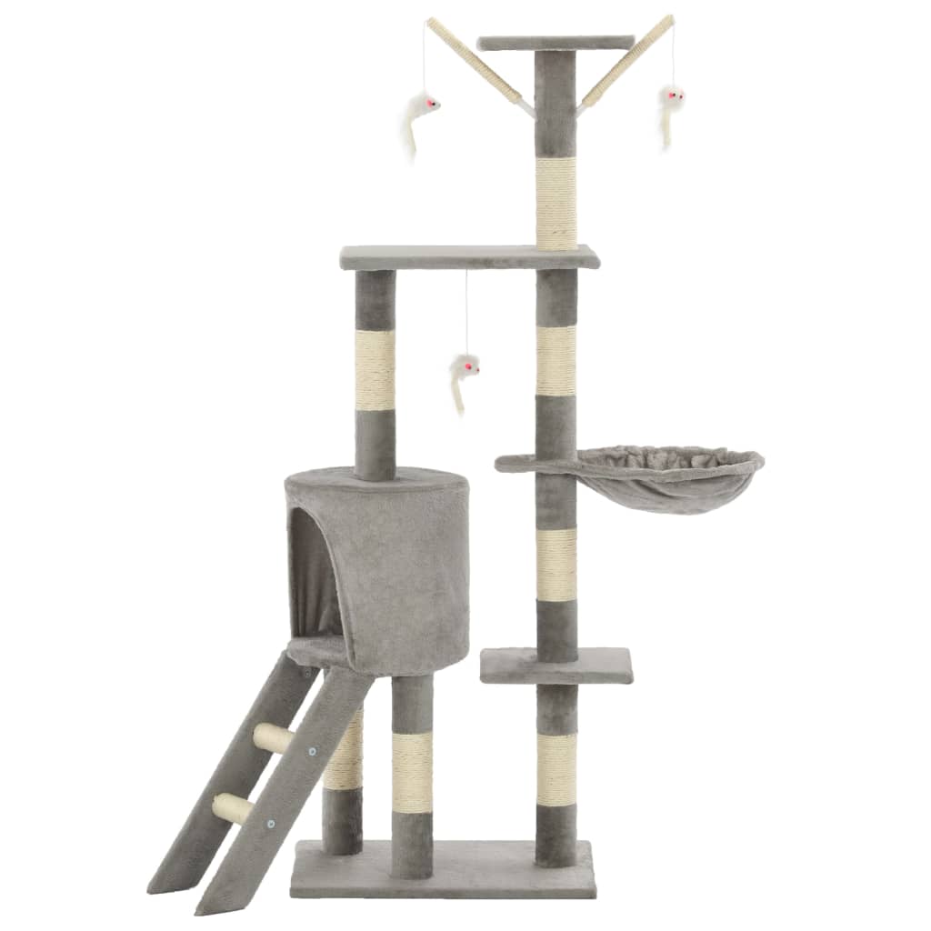 8718475599784_g_en_hd_1 vidaXL Cat Tree with Sisal Scratching Posts 138 cm Grey - Image 3