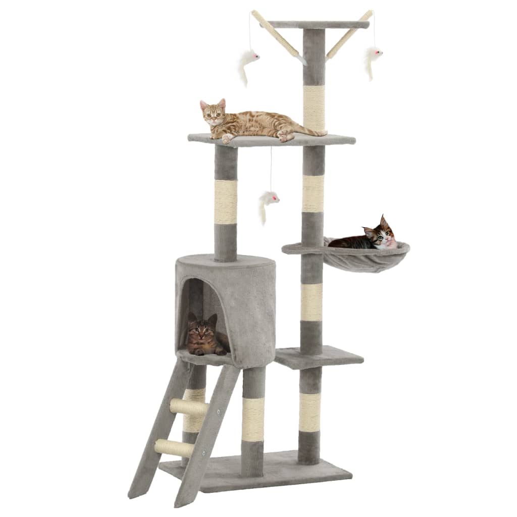8718475599784_m_en_hd_1 vidaXL Cat Tree with Sisal Scratching Posts 138 cm Grey - Image 1