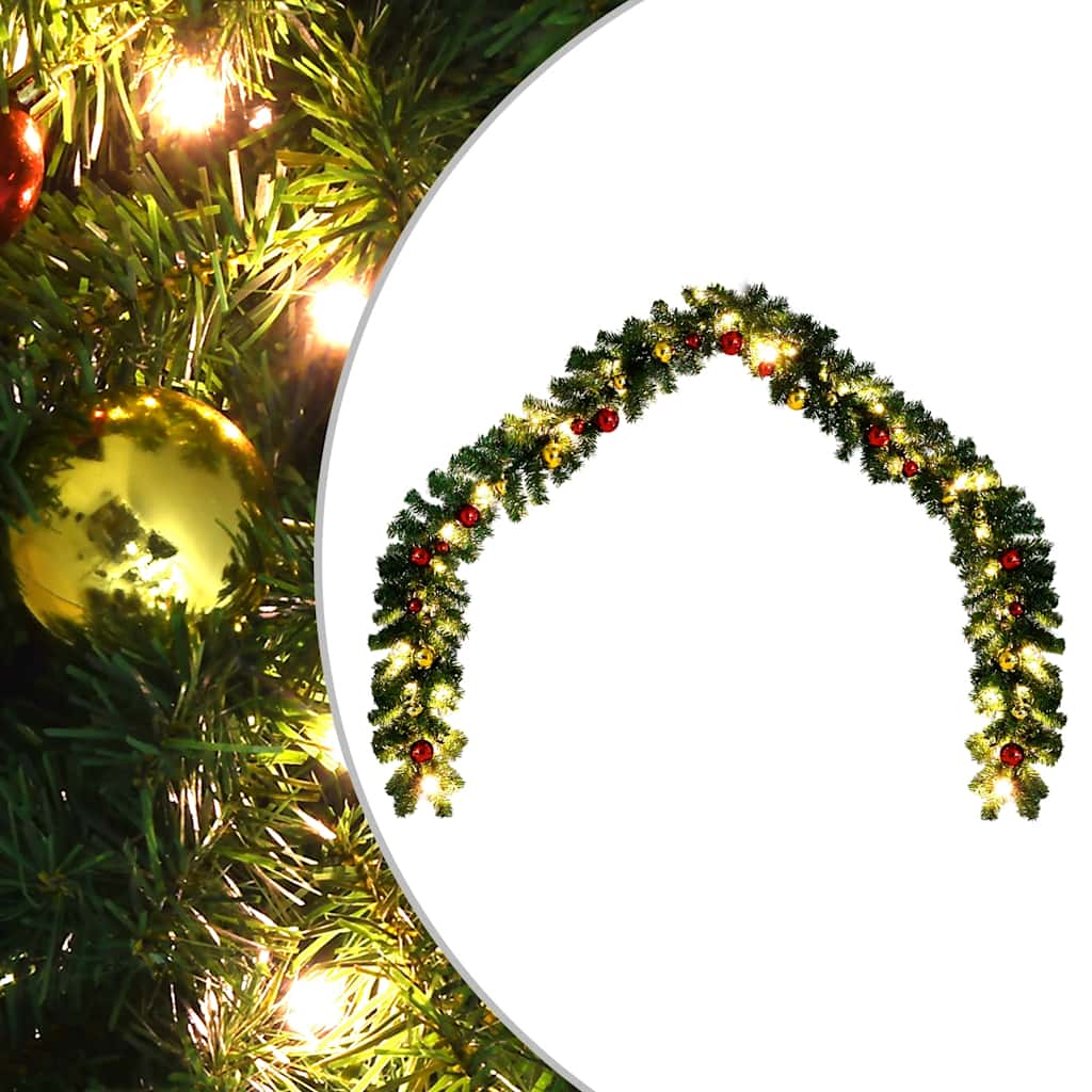8718475600862_a_en_hd_1 vidaXL Christmas Garland Decorated with Baubles and LED Lights 5 m - Image 1