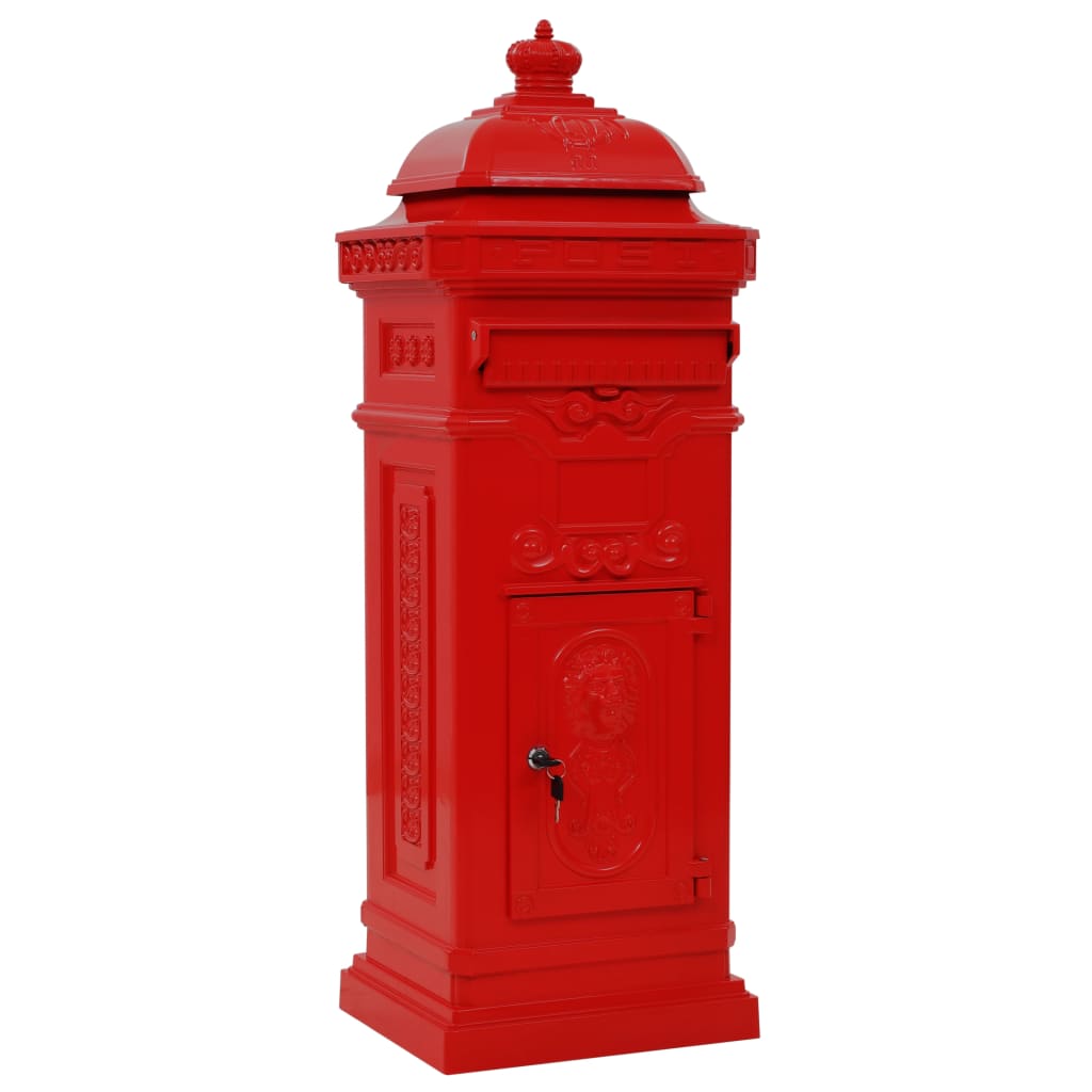 8718475601234_a_en_hd_1 vidaXL Pillar Letterbox Aluminium Vintage Style Rustproof Red - Image 2