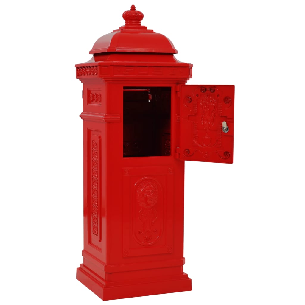 8718475601234_g_en_hd_7 vidaXL Pillar Letterbox Aluminium Vintage Style Rustproof Red - Image 9