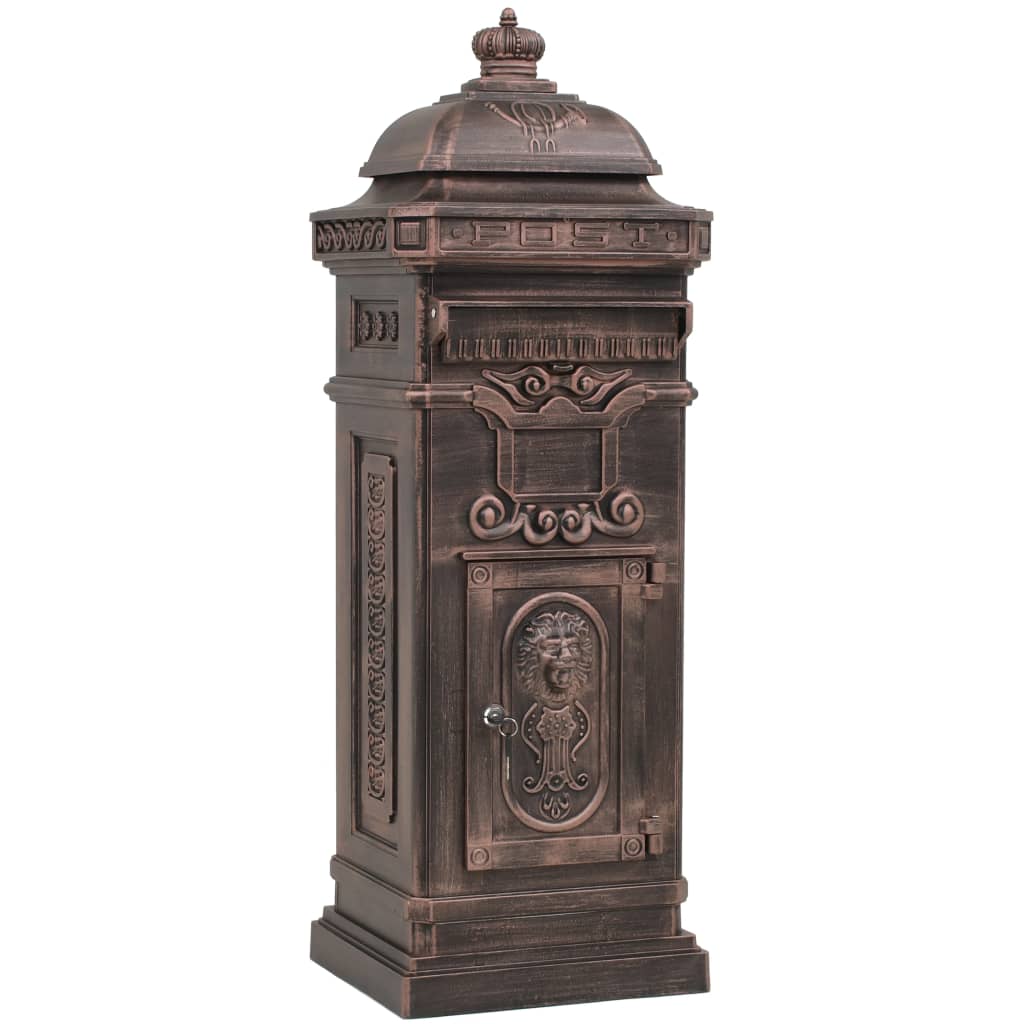 8718475601241_a_en_hd_1 vidaXL Pillar Letterbox Aluminium Vintage Style Rustproof Bronze - Image 2