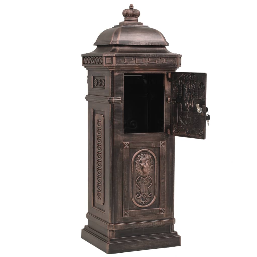 8718475601241_g_en_hd_6 vidaXL Pillar Letterbox Aluminium Vintage Style Rustproof Bronze - Image 8