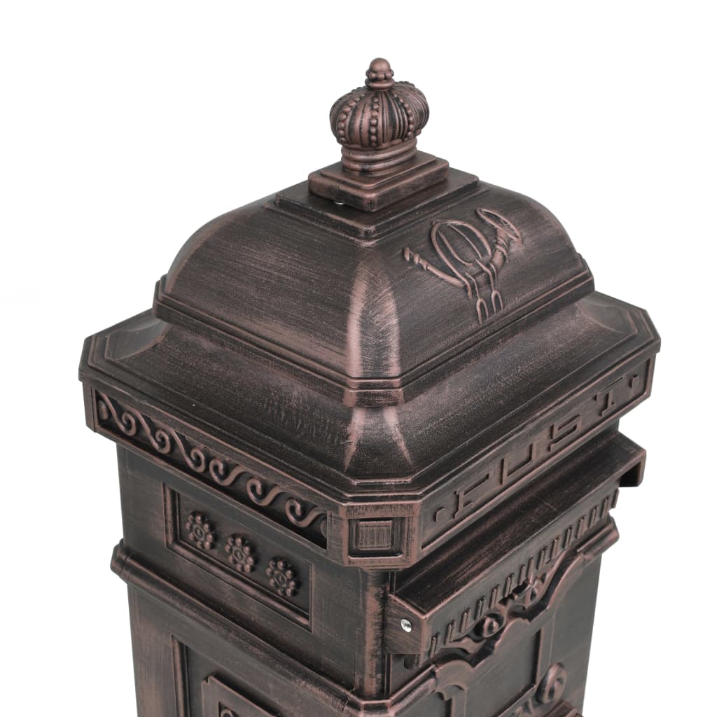 8718475601241_g_en_hd_7 vidaXL Pillar Letterbox Aluminium Vintage Style Rustproof Bronze - Image 9