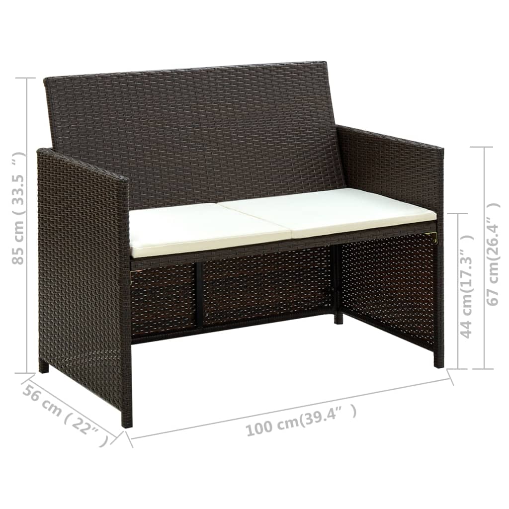 8718475601401_g_en_hd_3 vidaXL 2 Seater Garden Sofa with Cushions Brown Poly Rattan - Image 4