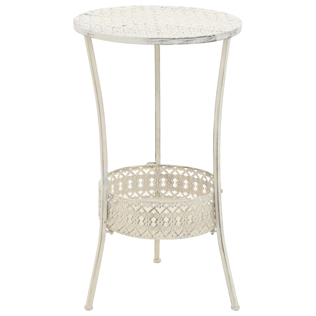 8718475606253_a_en_hd_1 vidaXL Bistro Table Vintage Style Round Metal 40x70 cm White - Image 1