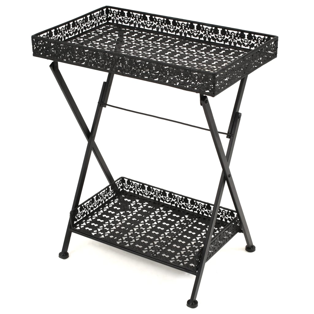 8718475606284_a_en_hd_1 vidaXL Folding Tea Table Vintage Style Metal 58x35x72 cm Black - Image 1