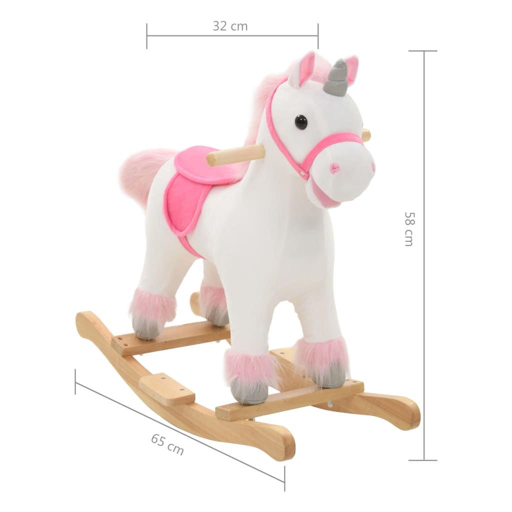8718475609261_g_en_hd_4 vidaXL Rocking Animal Unicorn Plush 65x32x58 cm White and Pink - Image 5