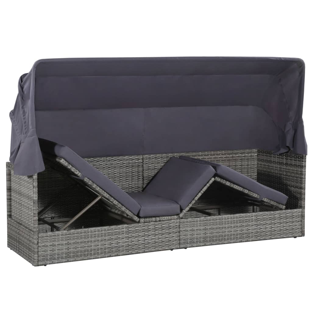 8718475609650_g_en_hd_3 vidaXL Garden Bed with Canopy Grey 205x62 cm Poly Rattan - Image 4