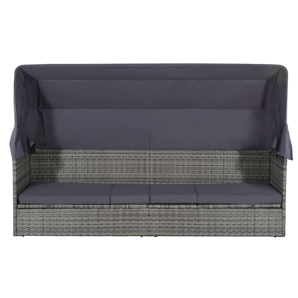 8718475609650_g_en_hd_4 vidaXL Garden Bed with Canopy Grey 205x62 cm Poly Rattan - Image 5
