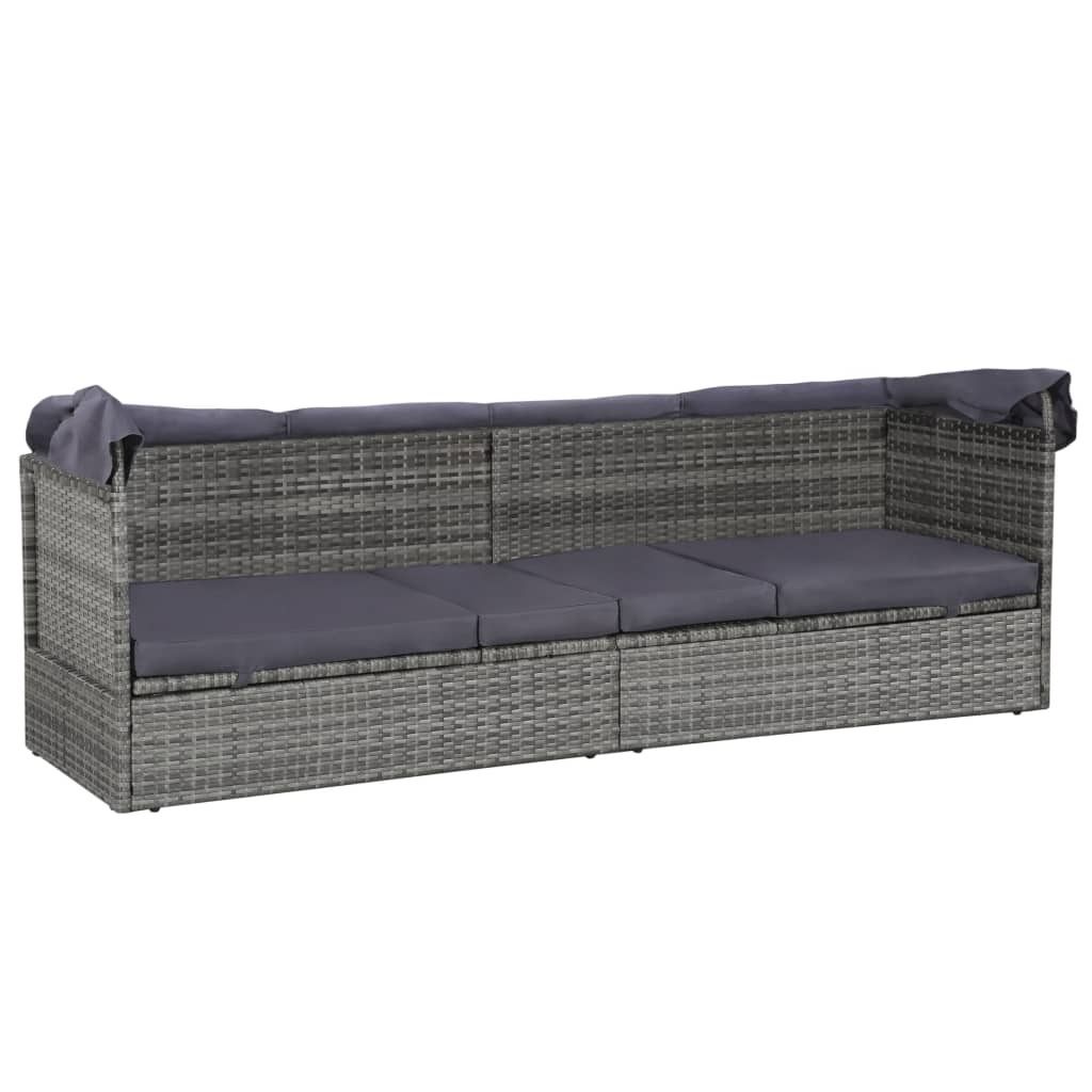 8718475609650_g_en_hd_5 vidaXL Garden Bed with Canopy Grey 205x62 cm Poly Rattan - Image 6