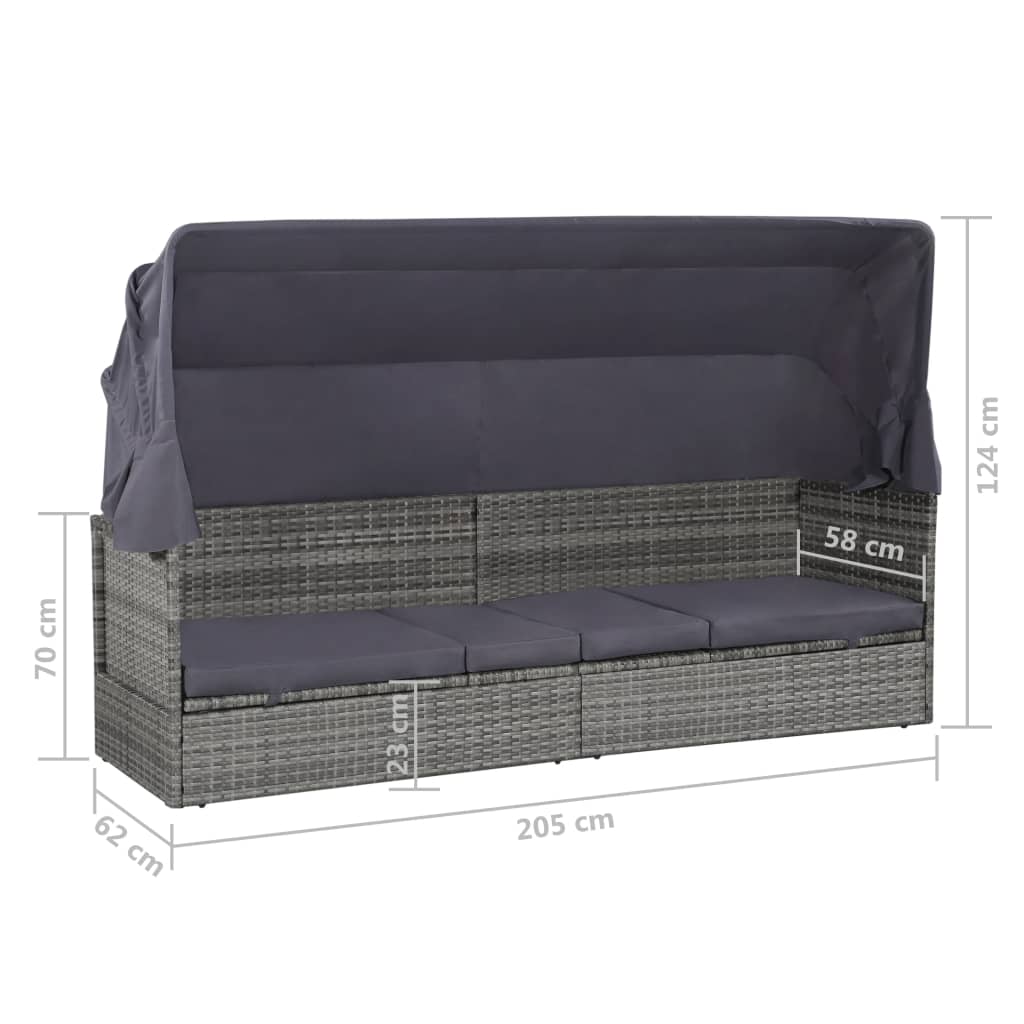 8718475609650_g_en_hd_7 vidaXL Garden Bed with Canopy Grey 205x62 cm Poly Rattan - Image 8