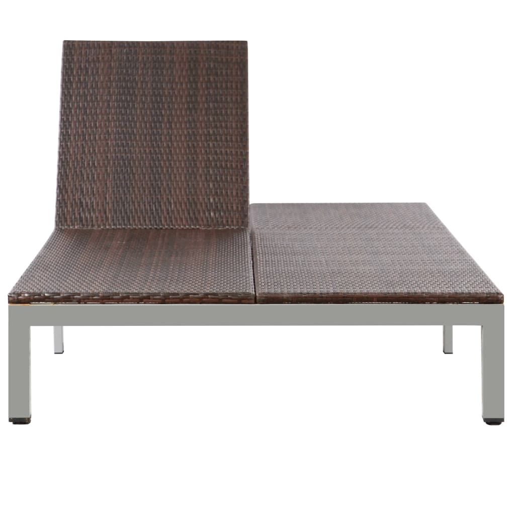 8718475609797_g_en_hd_4 vidaXL Double Sun Lounger with Wheels Poly Rattan Brown - Image 5