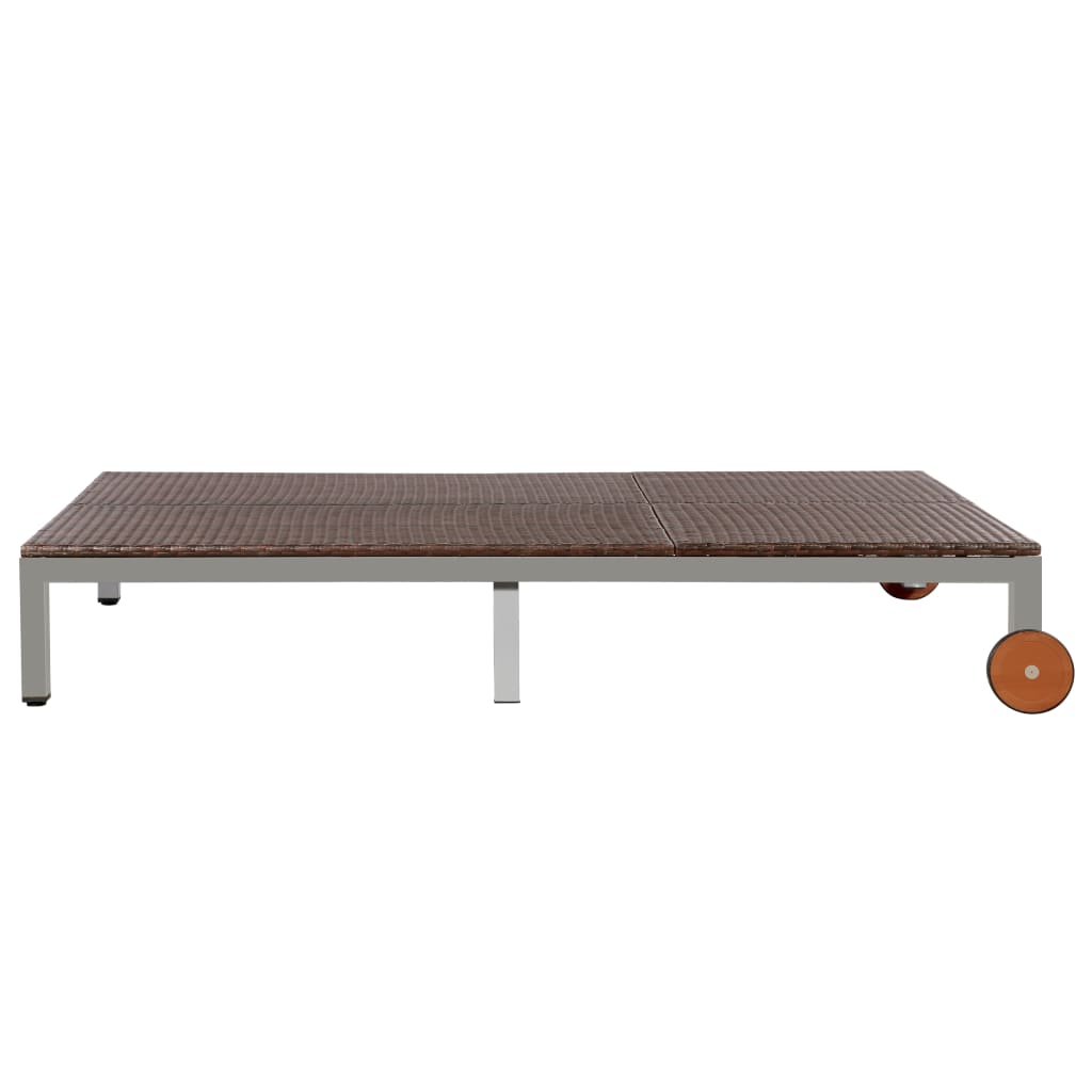 8718475609797_g_en_hd_5 vidaXL Double Sun Lounger with Wheels Poly Rattan Brown - Image 6