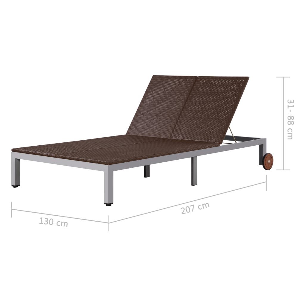8718475609797_g_en_hd_6 vidaXL Double Sun Lounger with Wheels Poly Rattan Brown - Image 7