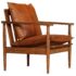 vidaXL Armchair Brown Real Leather with Acacia Wood - Image 2