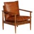 vidaXL Armchair Brown Real Leather with Acacia Wood - Image 13
