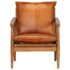 vidaXL Armchair Brown Real Leather with Acacia Wood - Image 4