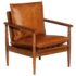 vidaXL Armchair Brown Real Leather with Acacia Wood - Image 11