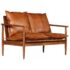 vidaXL 2-Seater Sofa Real Leather with Acacia Wood Brown - Image 2