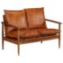 vidaXL 2-Seater Sofa Real Leather with Acacia Wood Brown - Image 11