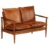 vidaXL 2-Seater Sofa Real Leather with Acacia Wood Brown - Image 12