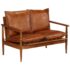 vidaXL 2-Seater Sofa Real Leather with Acacia Wood Brown - Image 9