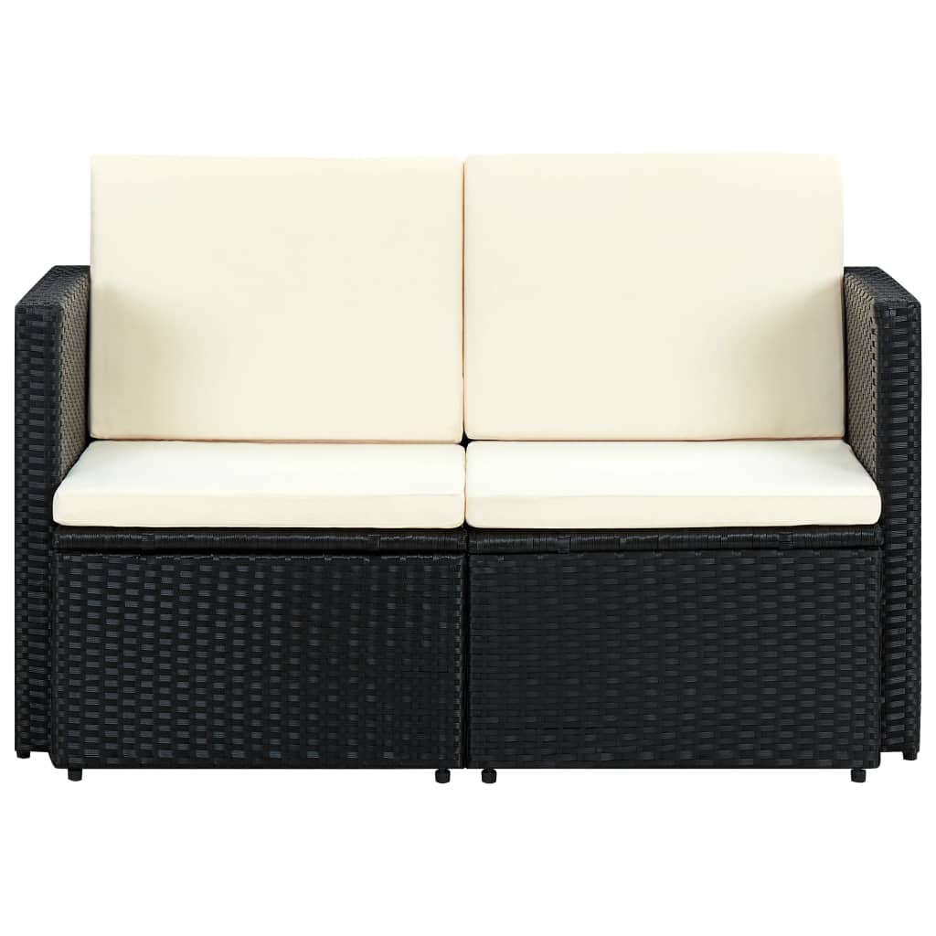 8718475612599_g_en_hd_1 vidaXL 2 Seater Garden Sofa with Cushions Black Poly Rattan - Image 2