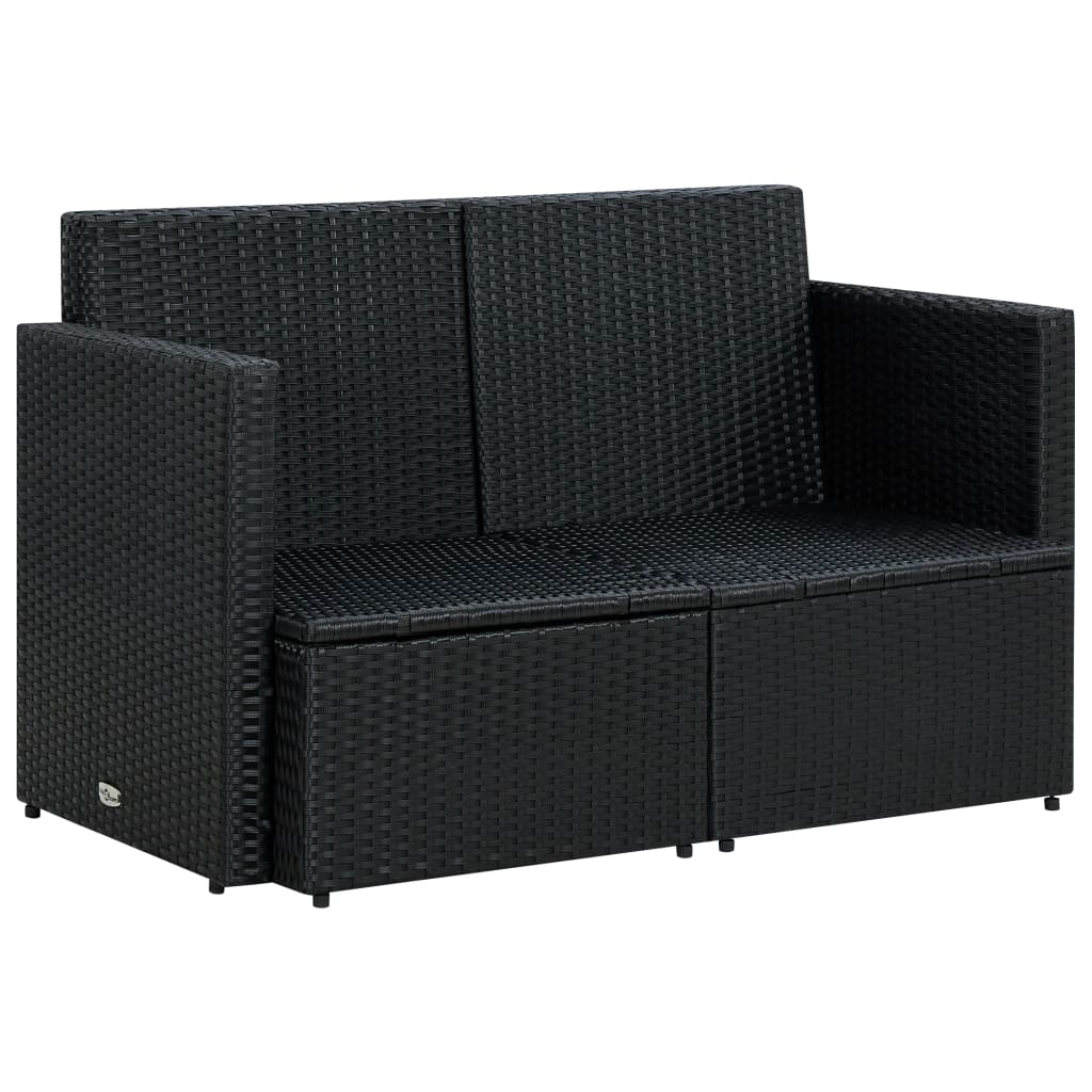8718475612599_g_en_hd_4 vidaXL 2 Seater Garden Sofa with Cushions Black Poly Rattan - Image 5