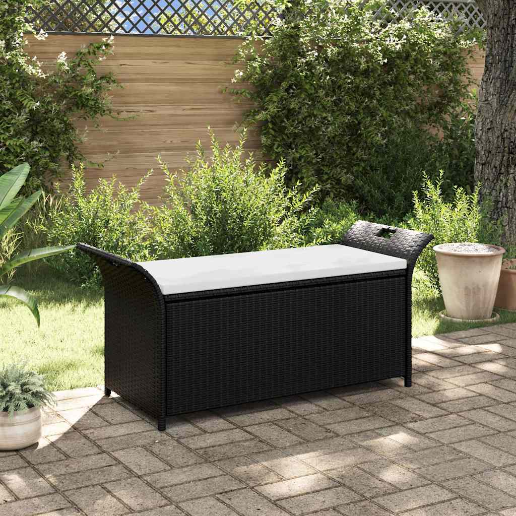 vidaXL Storage Bench with Cushion 138 cm Poly Rattan Brown