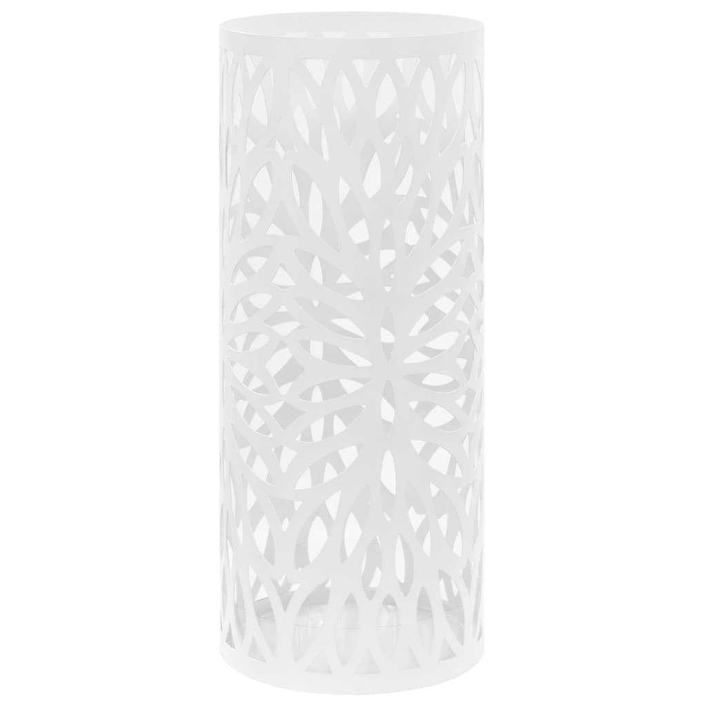 8718475613121_a_en_hd_1 vidaXL Umbrella Stand Leaves Steel White - Image 1