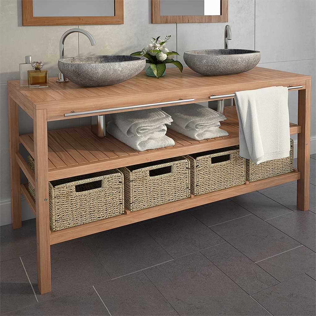 8718475614388_m_en_hd_1 vidaXL Bathroom Vanity Cabinet with 4 Baskets Solid Teak 132x45x75 cm - Image 1