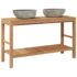 vidaXL Bathroom Vanity Cabinet Solid Teak with Riverstone Sinks - Image 2