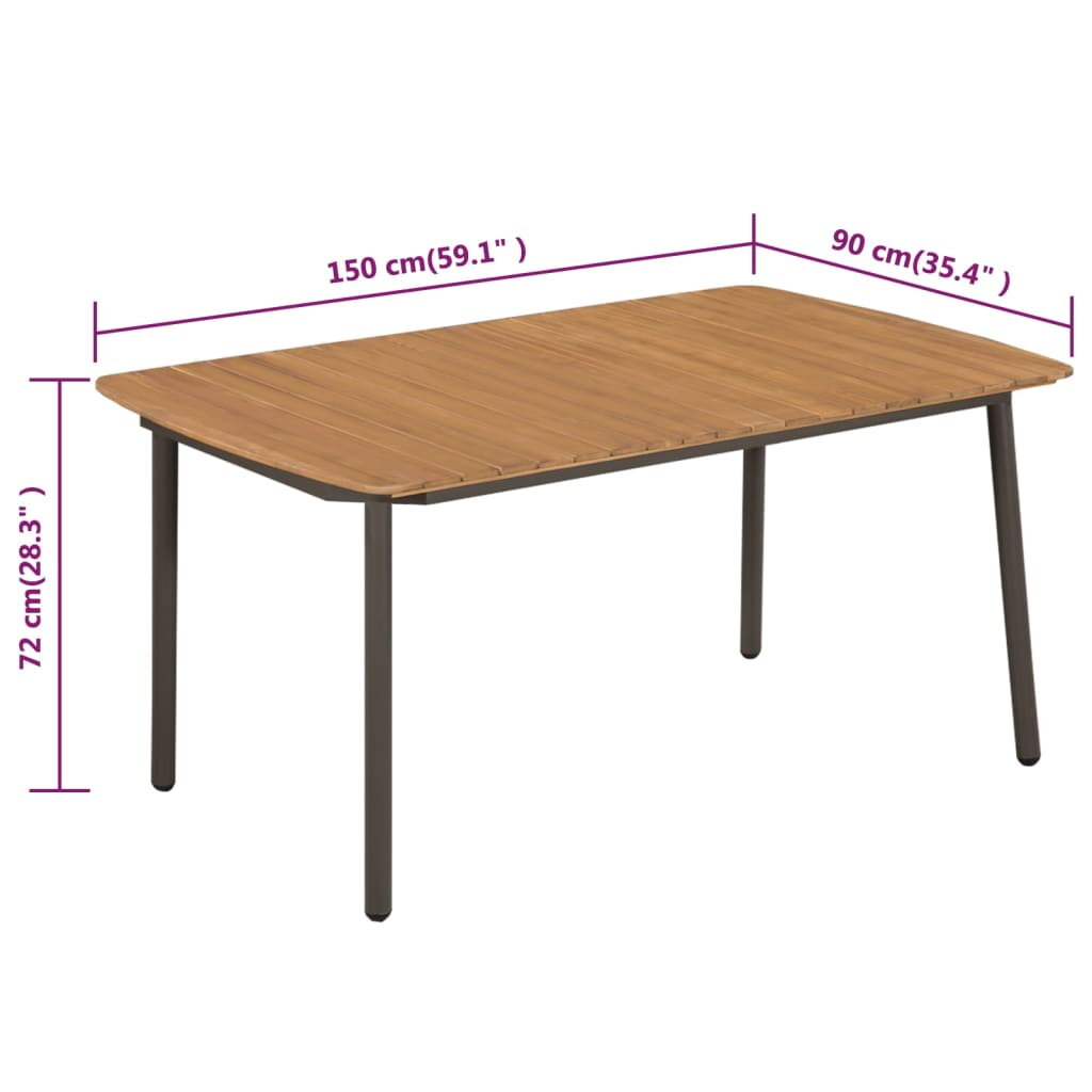 8718475614722_g_en_hd_3 vidaXL Garden Table 150x90x72cm Solid Acacia Wood and Steel - Image 4