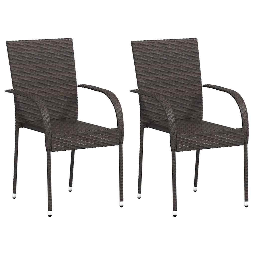 8718475614753_a_en_hd_1 vidaXL Stackable Outdoor Chairs 2 pcs Poly Rattan Brown - Image 1
