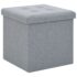 vidaXL Folding Storage Stool Light Grey Faux Linen