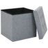 vidaXL Folding Storage Stool Light Grey Faux Linen - Image 3