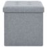 vidaXL Folding Storage Stool Light Grey Faux Linen - Image 4