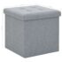 vidaXL Folding Storage Stool Light Grey Faux Linen - Image 8