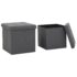 vidaXL Folding Storage Stools 2 pcs Dark Grey Faux Linen